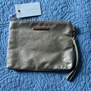 BRAND NEW WITH TAGS Poppy and Peonies Gold Glitter Clutch Bag